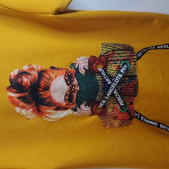 Haute Mess Gwaine Lancelot Top Tee Shirt Yellow Face Boujee Art Design Fashion A - Picture 2 of 8